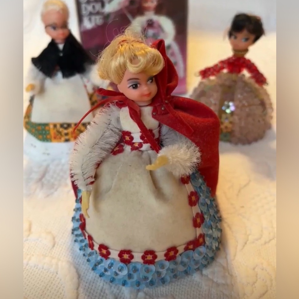 Vintage L’il Missy 3 Beaded Dolls - 3 Premade Dolls 1970s Craft Beads Sequin